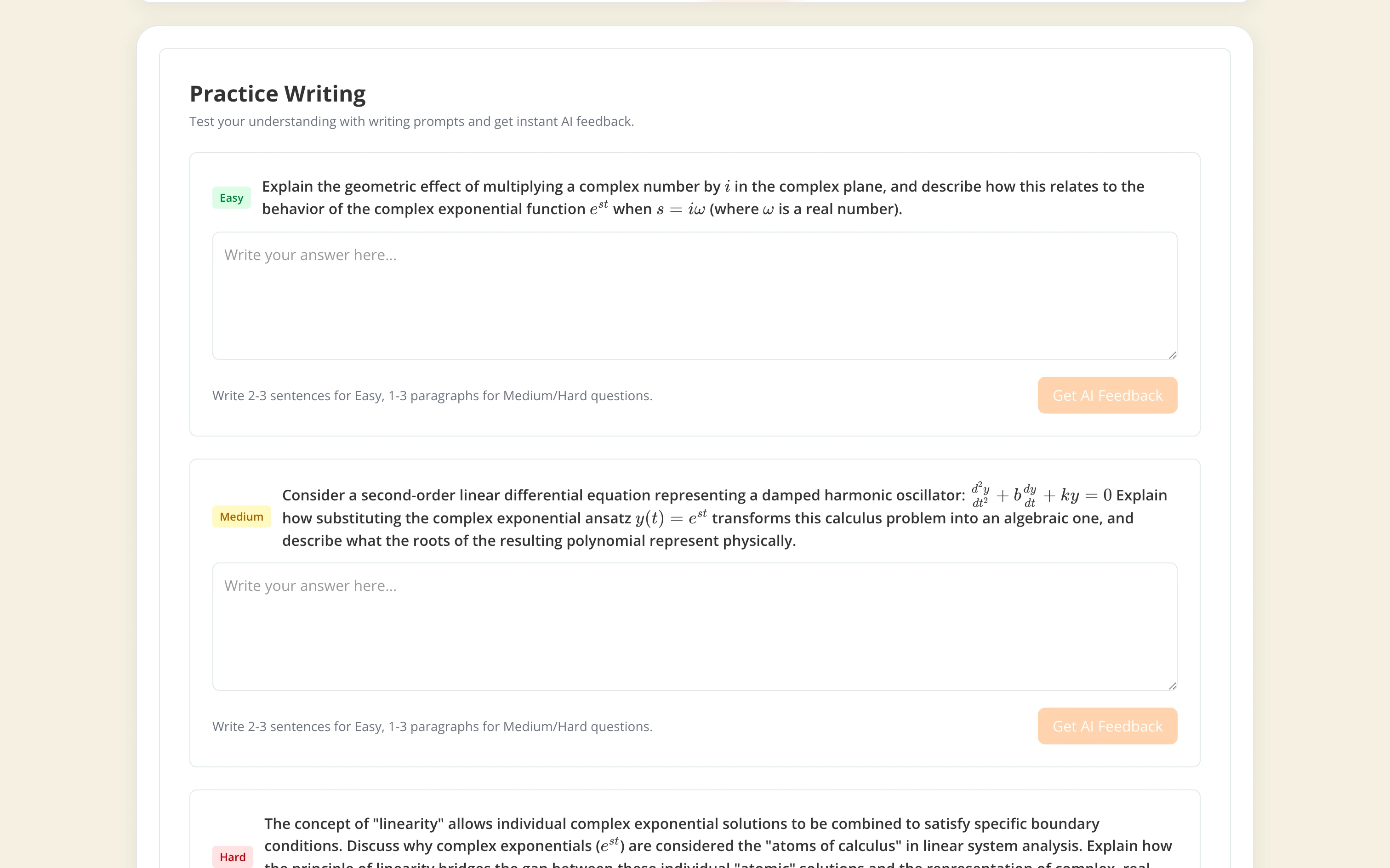 Essay questions + evaluation